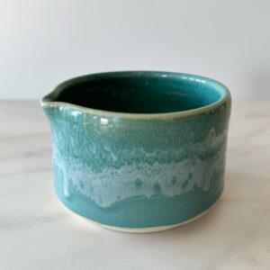 Handmade Ceramic Matcha Bowl by local Artisan (Seaglass Color) - Image 2